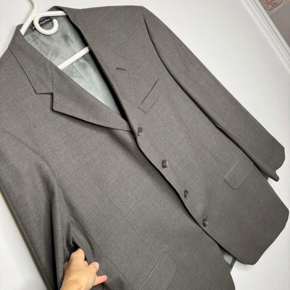 Perry Ellis‎ Mens Charcoal Gray Wool Blend 4-Button Blazer Sport Coat 42R